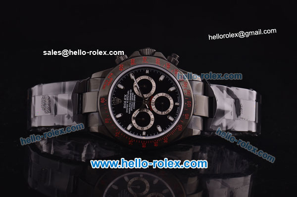 Rolex Daytona Pro-Hunter Swiss Valjoux 7750 Automatic PVD Case/Strap with Black Dial - Click Image to Close